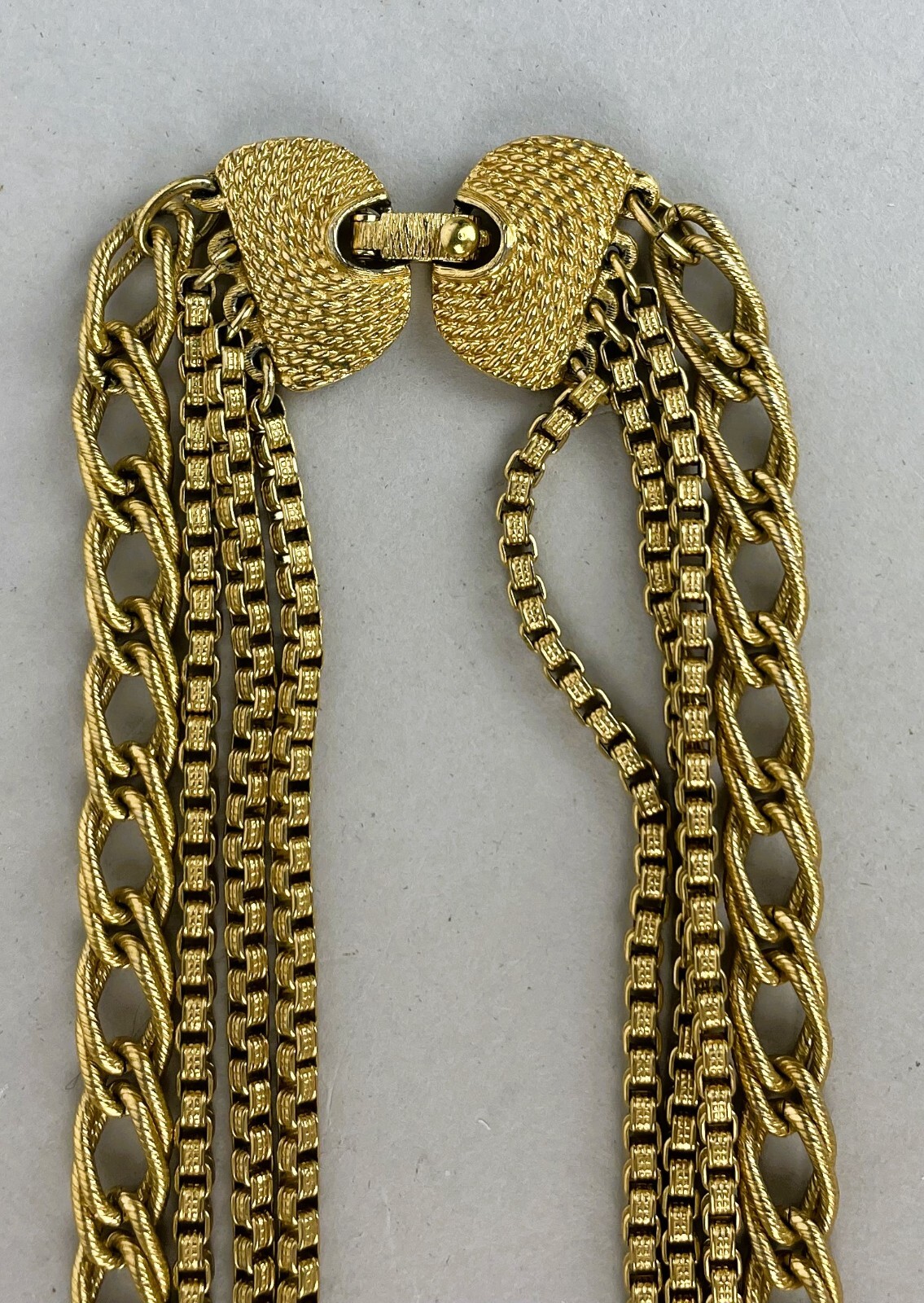 Vintage 1970’s Vintage Monet Gold Tone Multistrand Chain Necklace Layered 22″