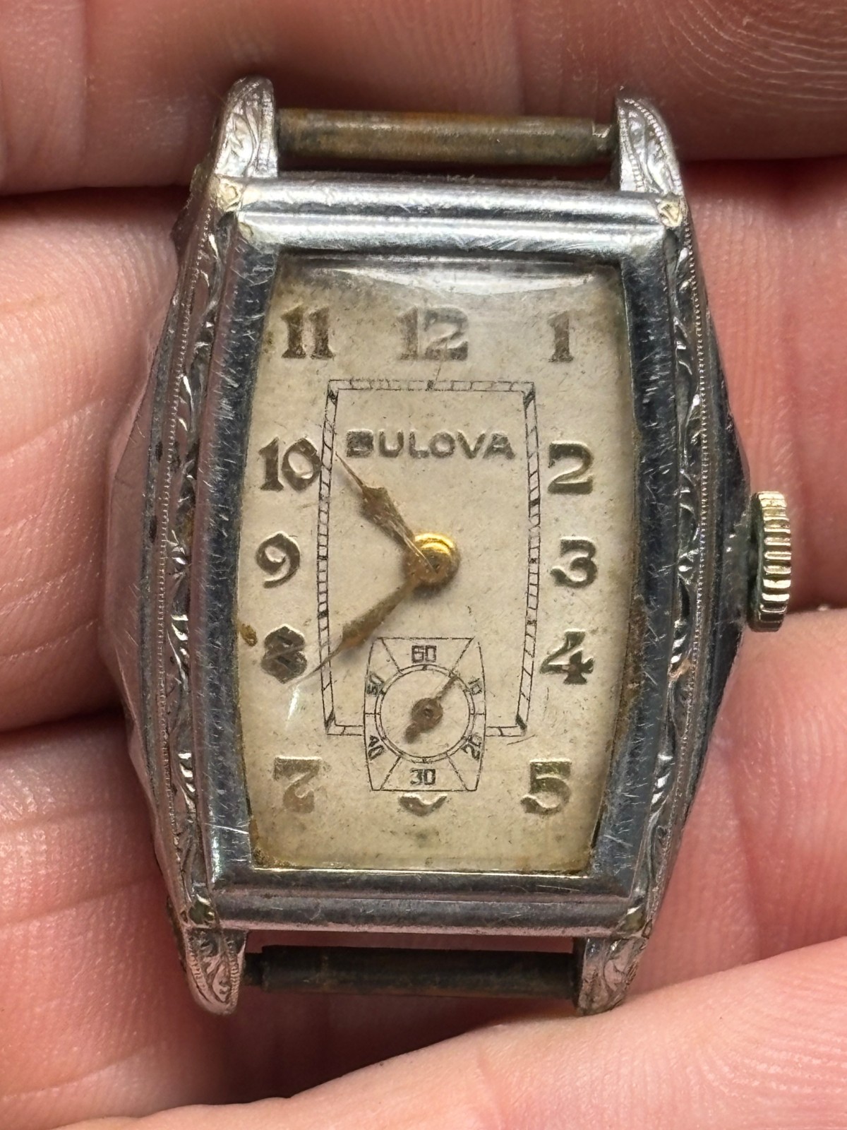 26mm 30mm vtg ART DECO Bulova mechanical 10AN 15j watch silver gold tone WORKING