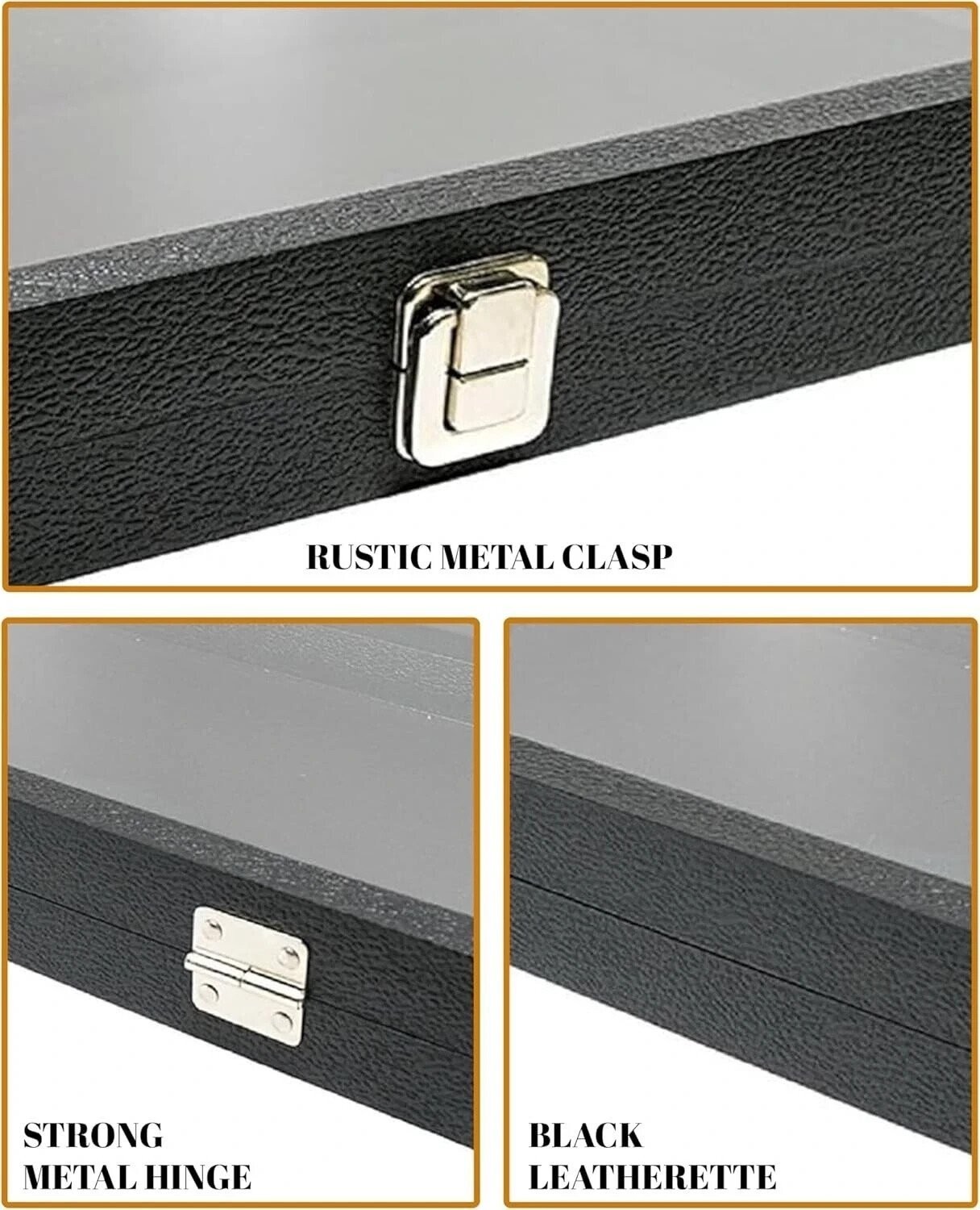Novel Box Glass Top Black Jewelry Gemstone Display Case With Gem Jar Tray Insert