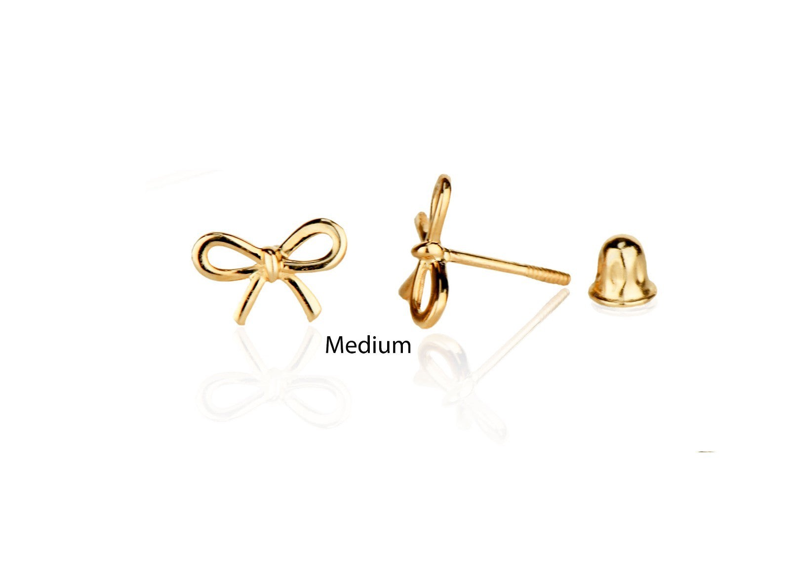 14K Yellow / White / Rose Gold Bow Tie Stud Earrings