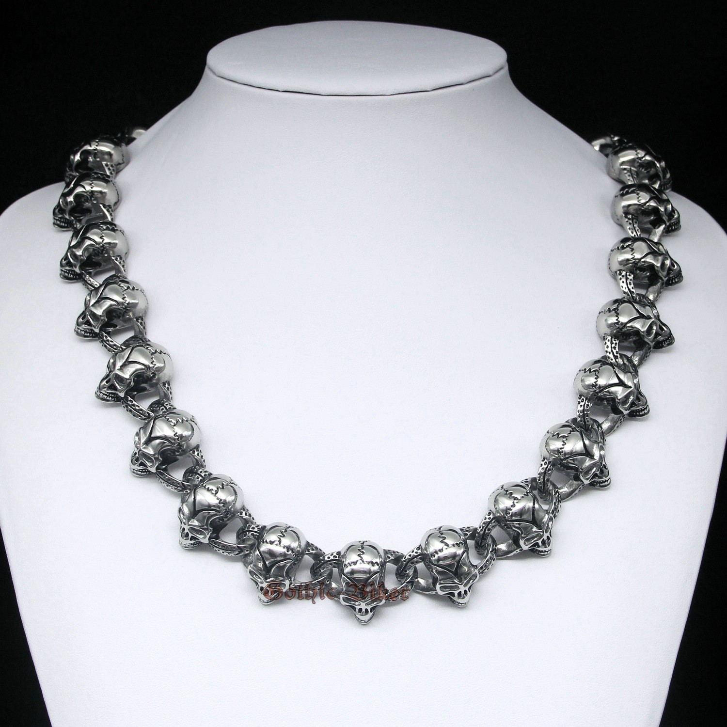 HEAVY Stainless Steel Skull Chain Link Necklace Heavy Chunky Retro Men Biker