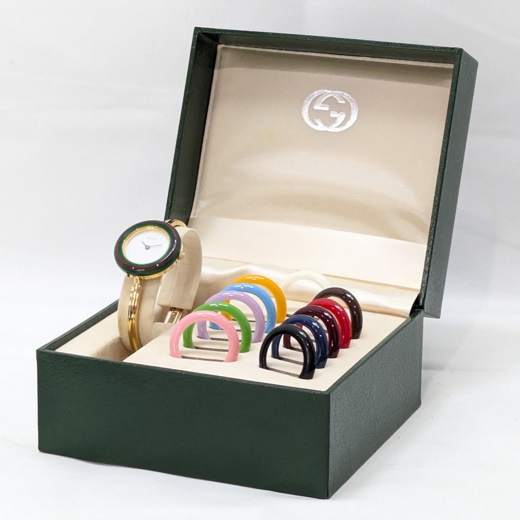 GUCCI Change Bezel 11/12.2 Watch Quartz Gold BOXED Women’s Working Authentic