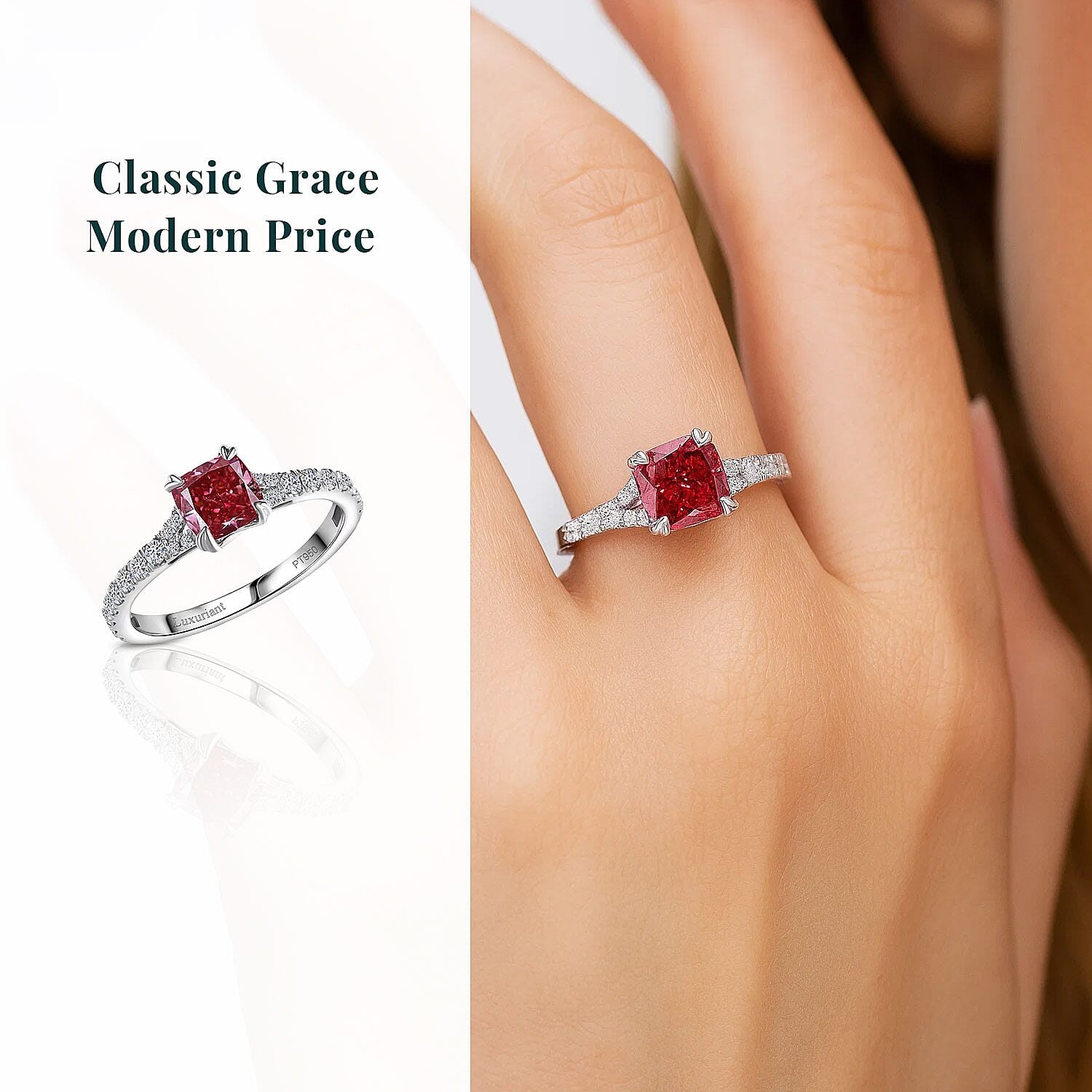 Lab Grown Pink Diamond Dawn Rose Ring in 950 Platinum 1.50 ctw Size 9.0