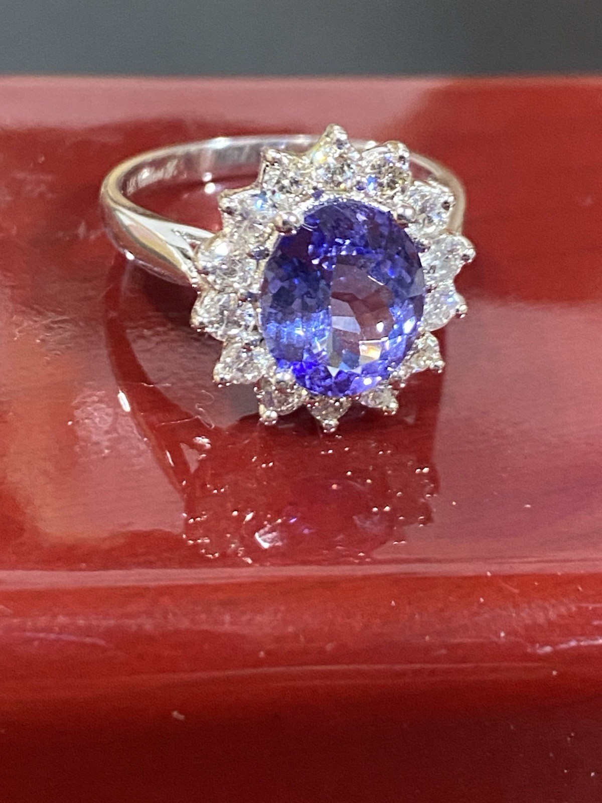 $SALE$ 14k White GOLD Oval Shaped Tanzanite $10,299.99USD Genuine Diamonds RingW