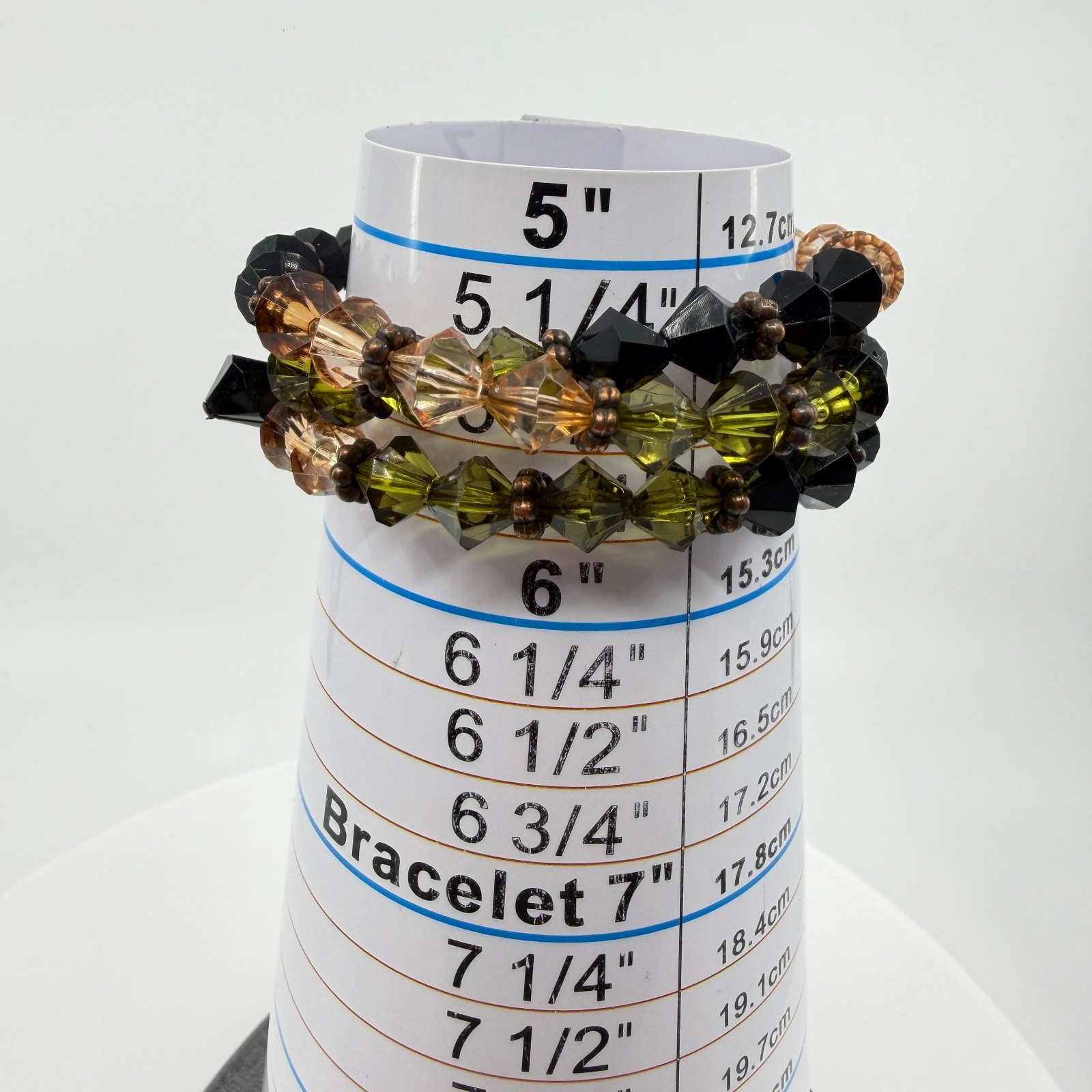 Statement Olive Black Crystal Coil Bracelet Boho Multi Strand Layering Gift Idea