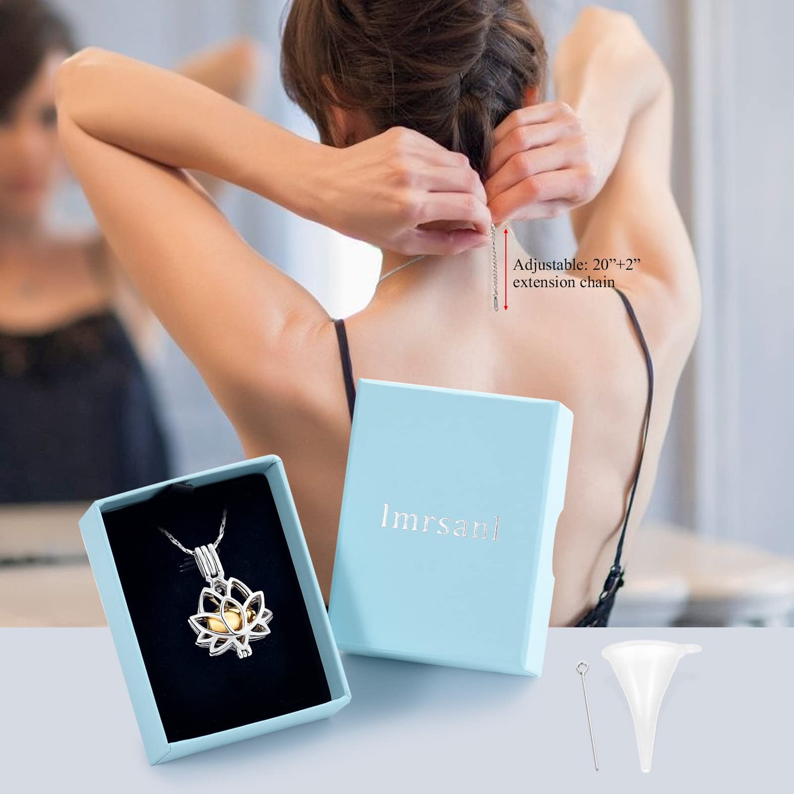 Cremation Jewelry for Ashes – Lotus Flower Ashes Pendant Necklace with Mini K…