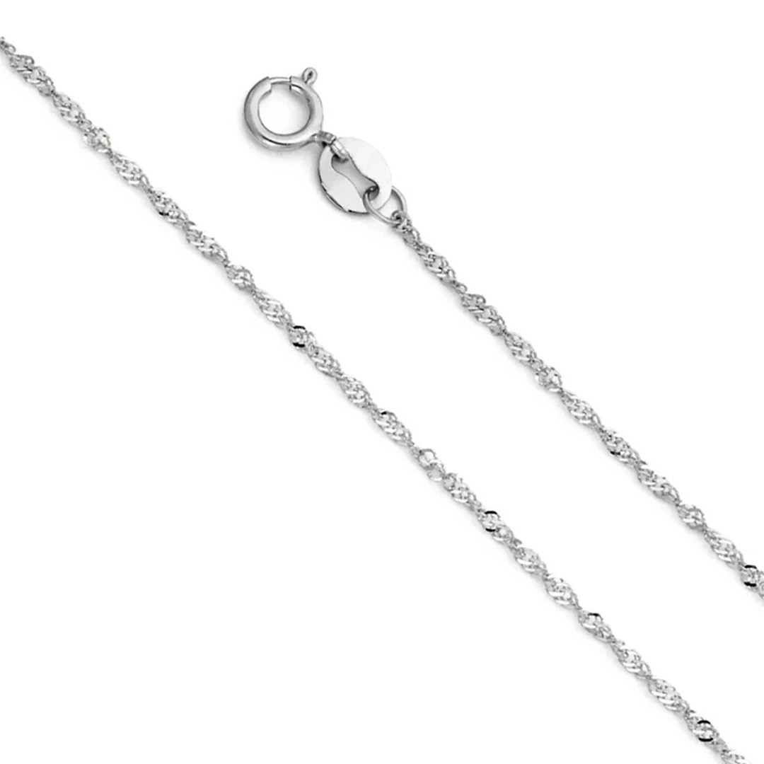 18inch 1.4mm 14k White Gold Singapore rope chain Necklace Made in Italy Gift