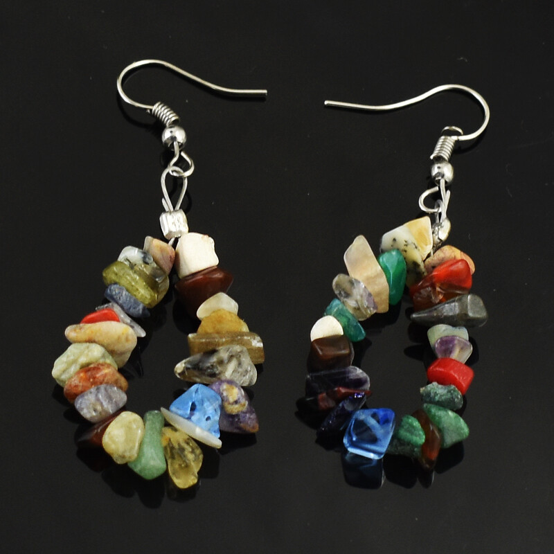 Handmade 40 Cts Earth Mined Mix Gem Beads Womens Earrings Jewelry JK 37E319