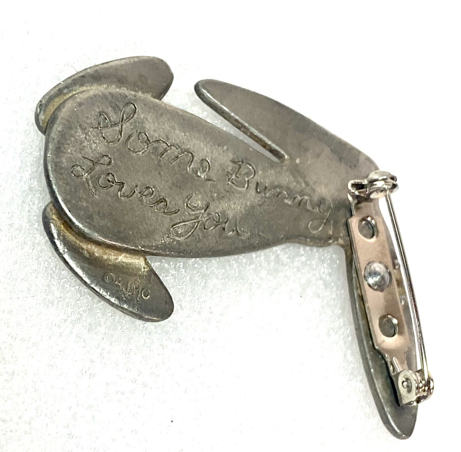 Bunny Brooch Pin Enamel See Small Scratches AJMC Signed Easter