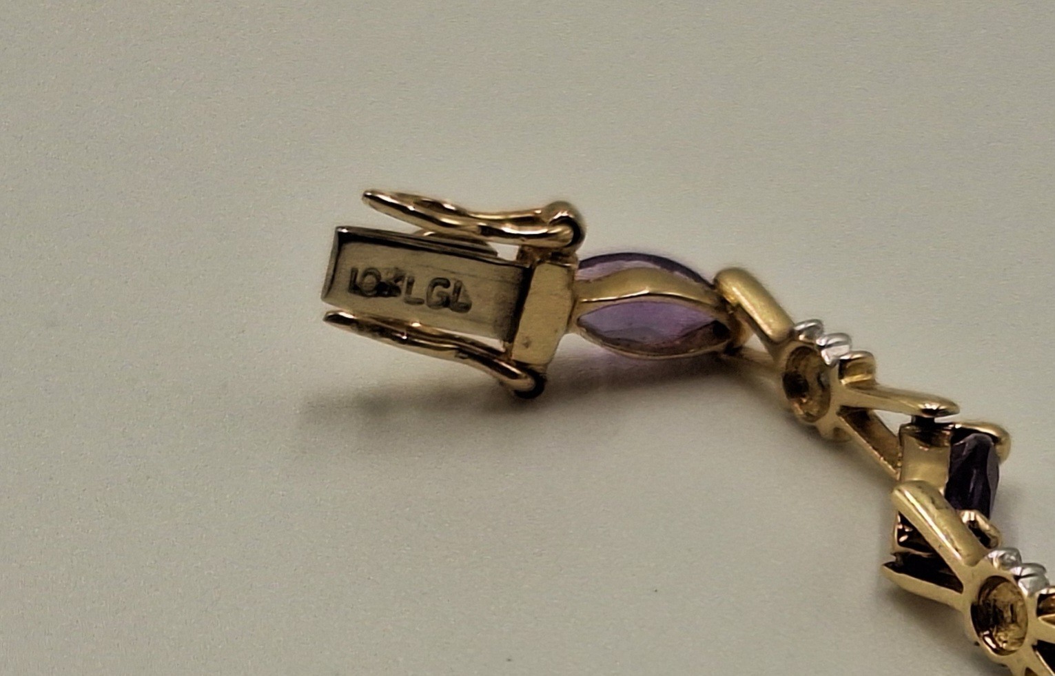 10 K Yellow Gold And Amethyst Bracelet Trio 10.4 Grams Total Weight