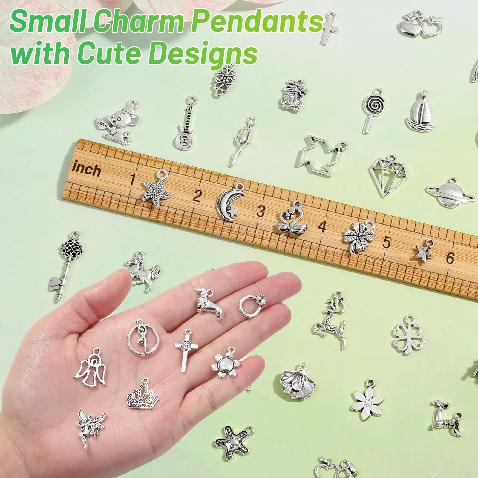 Acejoz 200Pcs Silver Charms for Jewelry Making and Bracelets, Small,