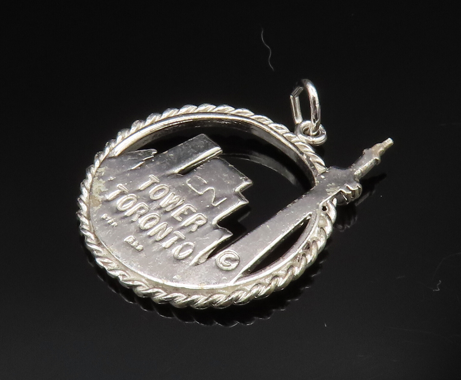 925 Sterling Silver Vintage CN Tower Toronto Souvenir Pendant PT20546