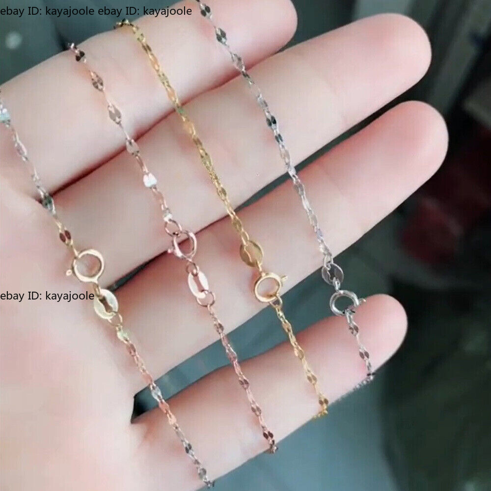 Pure Au750 18K Yellow Rose Gold Chain 1.4mm Kiss Lip Link Bracelet 6.3-7.1inch
