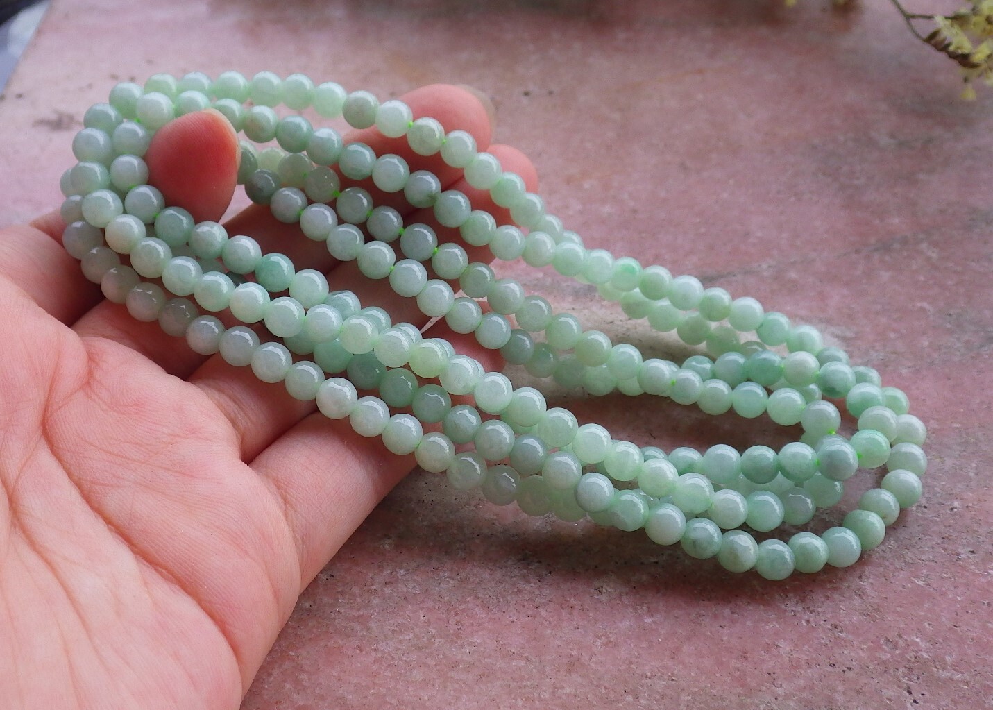1 Pc Green Yellow 100% A JADE JADEITE Bead Beads Necklace 22 inches 5mm 292724