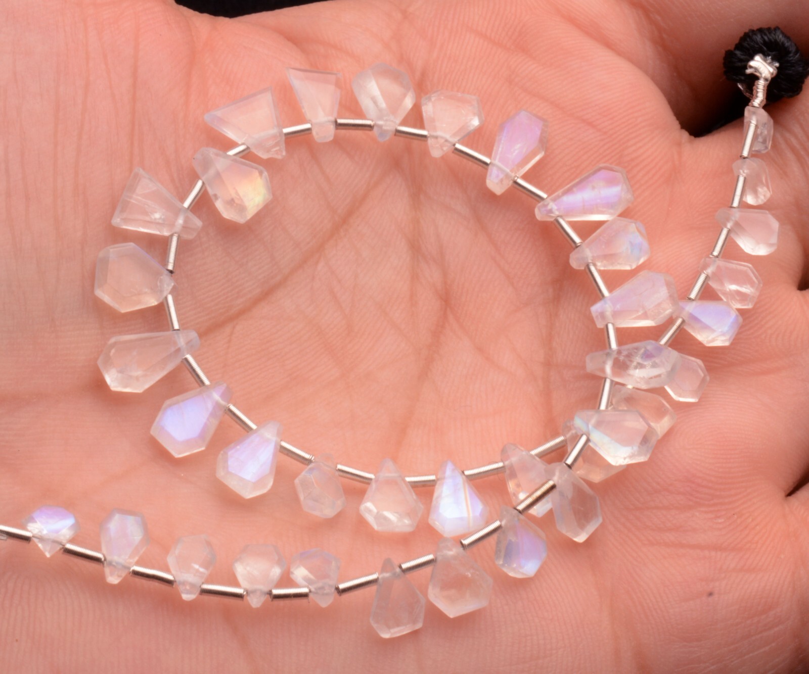 Blue Fire Rainbow Moonstone 5 to 8 mm Size Jewelry Making Beads 9″ Strand