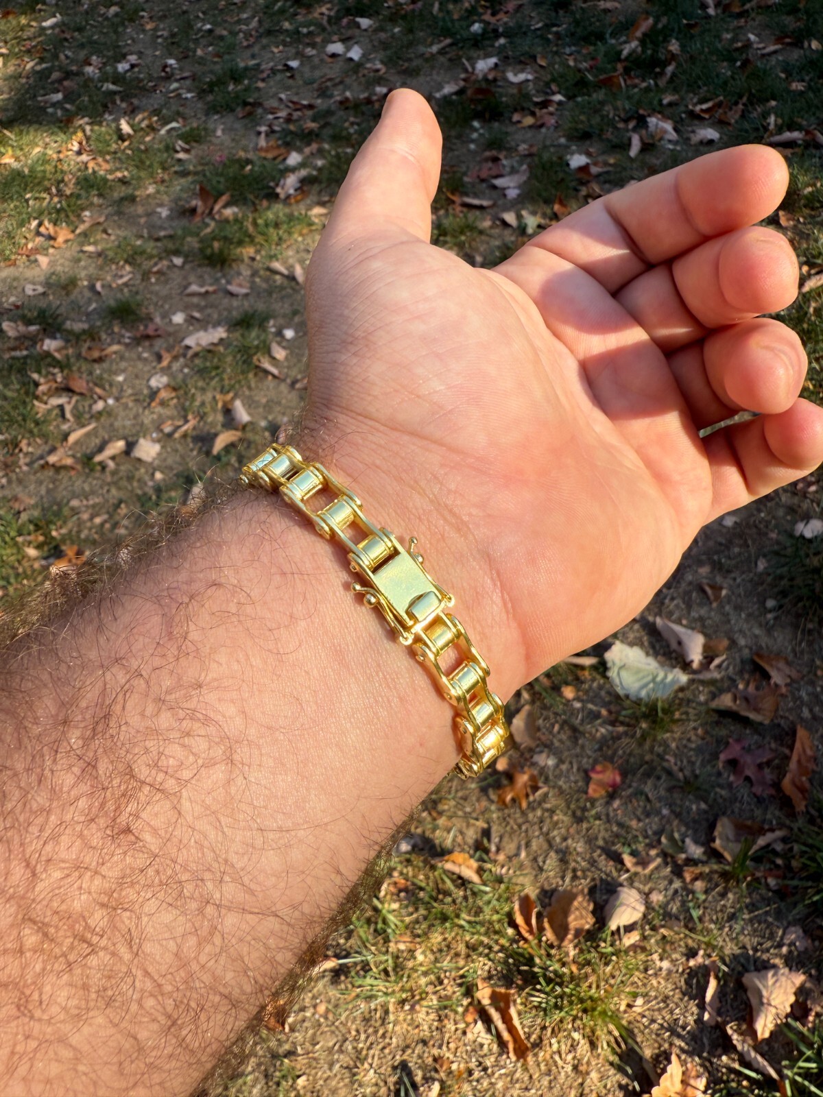 Bicycle Link Bracelet Real 14k Gold Vermeil 925 Silver Handmade 9mm Bike Chain