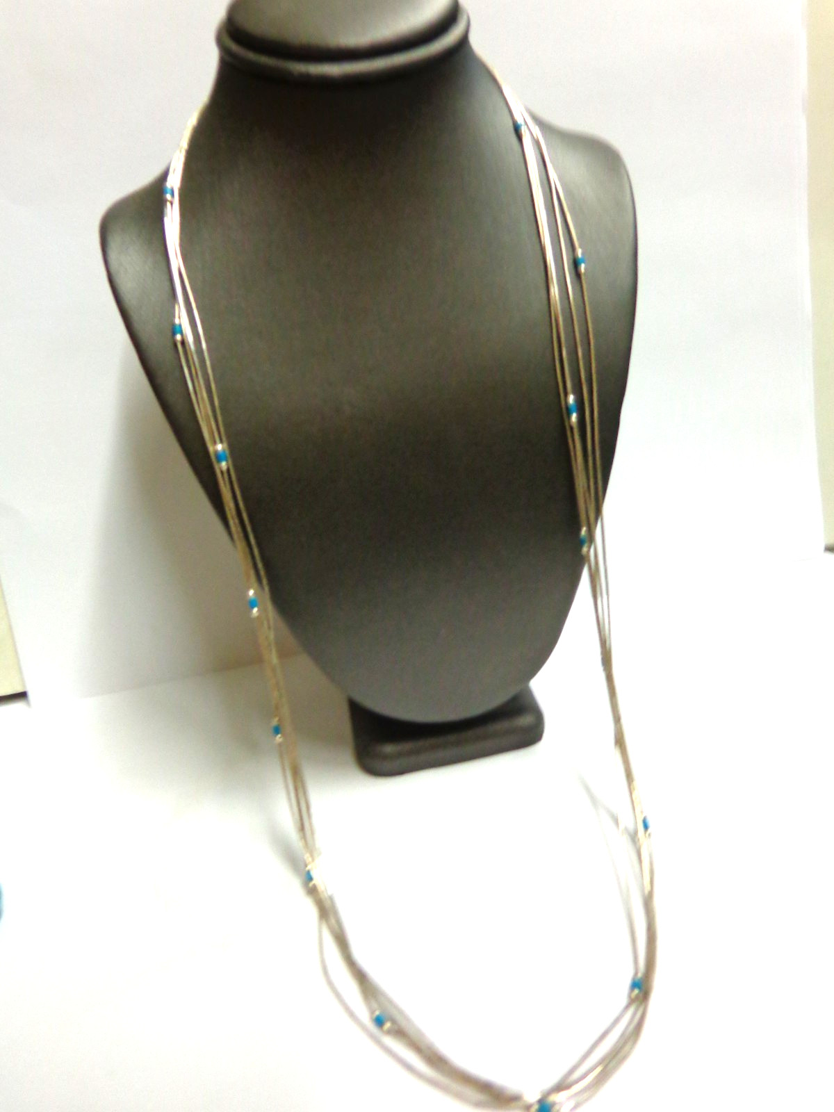 vintage sterling silver turquoise/liquid silver necklace sz 22 in wgt 7.2 grams