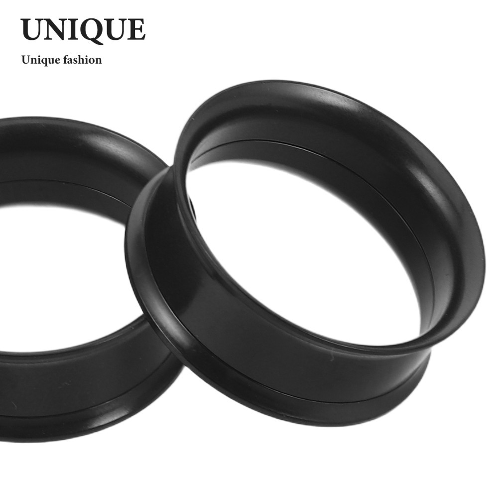 2Pcs Lightweight Black Stainless Steel Ear Expanders Durable Punk Ear Tunnels