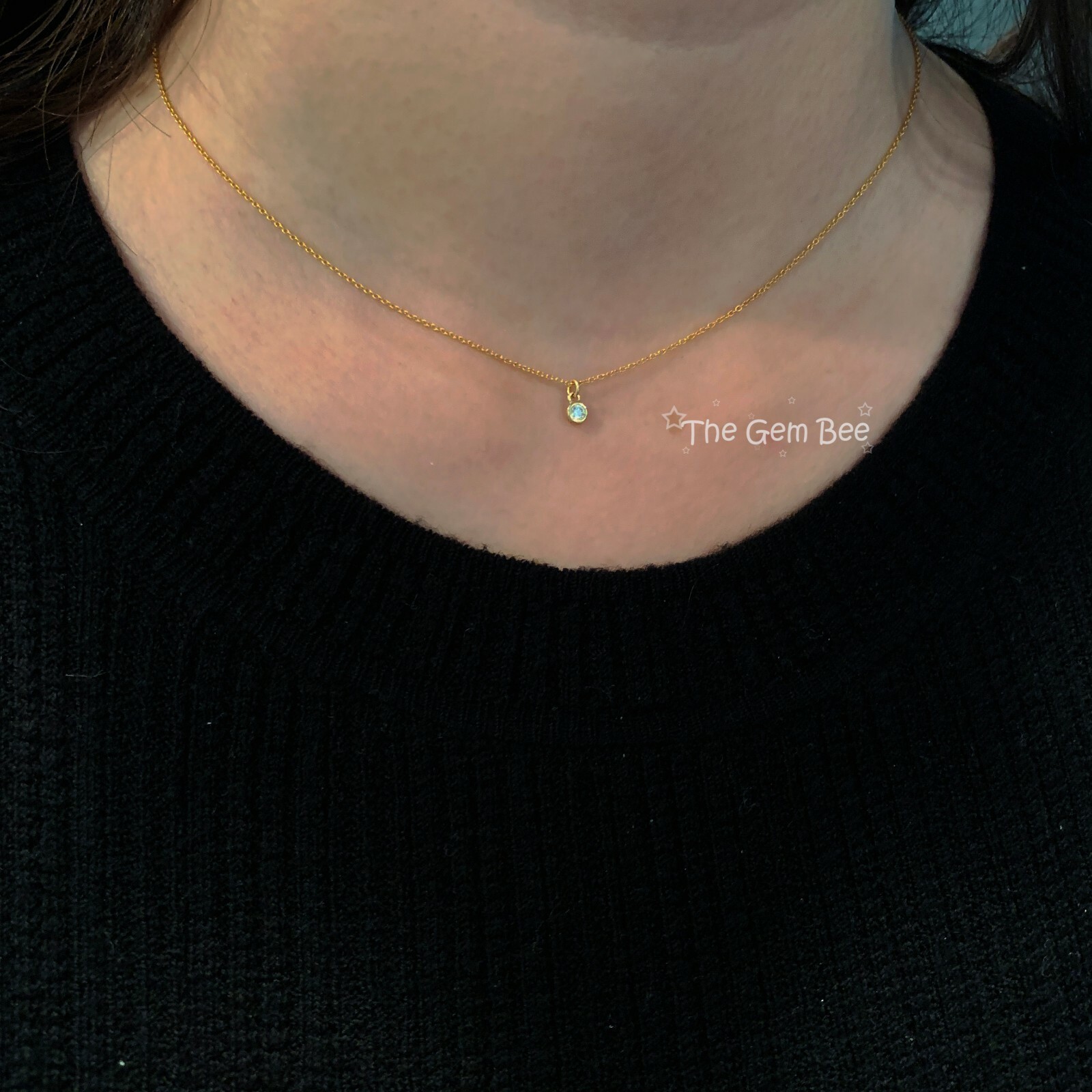 0.02 Carat 14k Solid Yellow Gold Full Brilliant Cut Diamond Bezel Charm Pendant