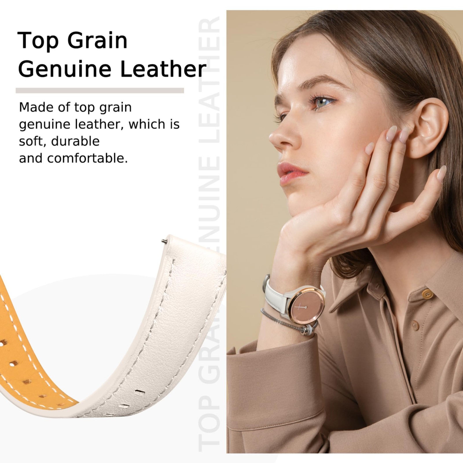 18mm Leather Watch Band Compatible with Garmin Venu 3S 41mm/Venu 2S/Vivoactiv…