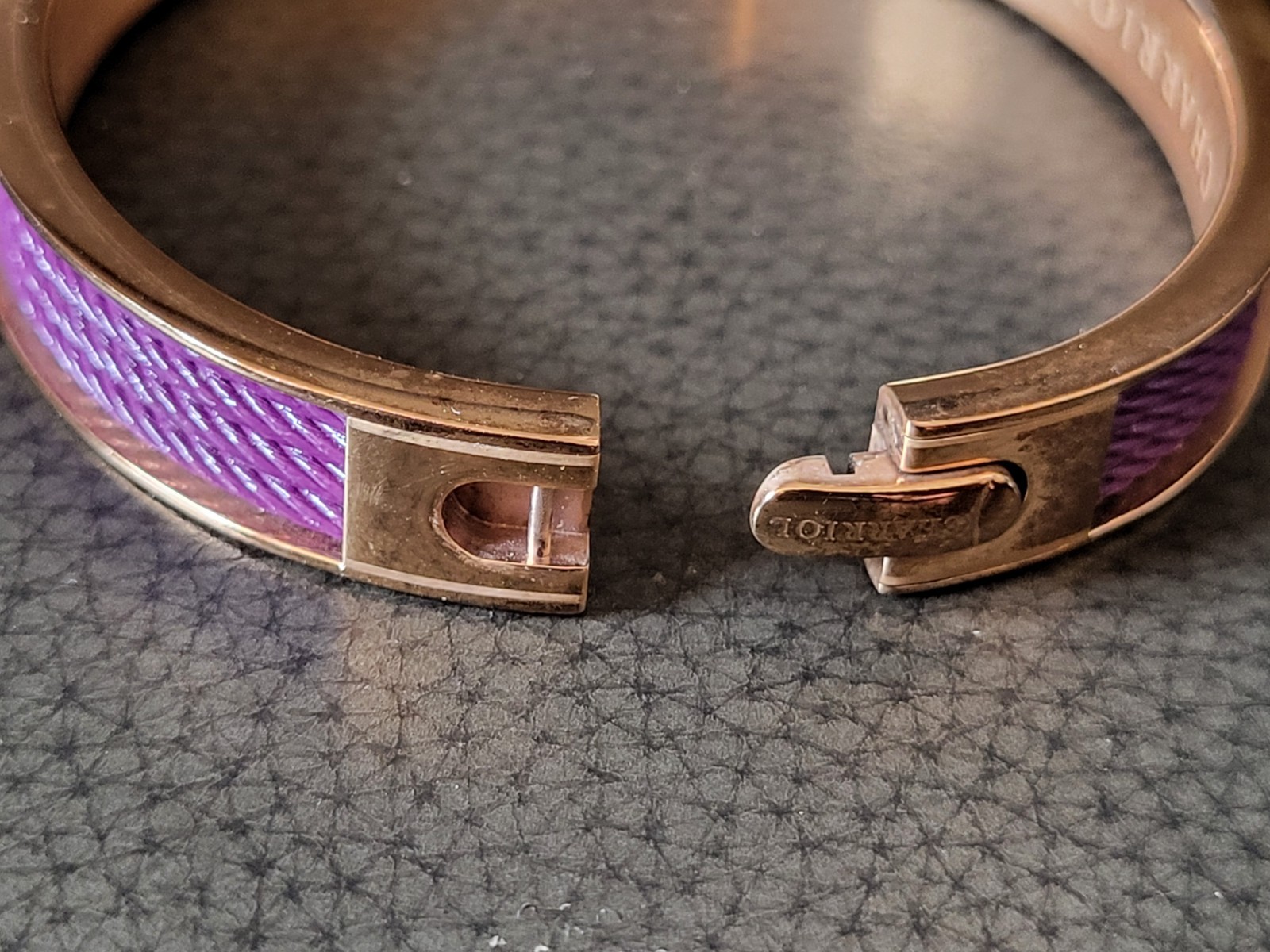 Charriol Forever Colors Plum Hinged Bangle Bracelet. With Box. Size L
