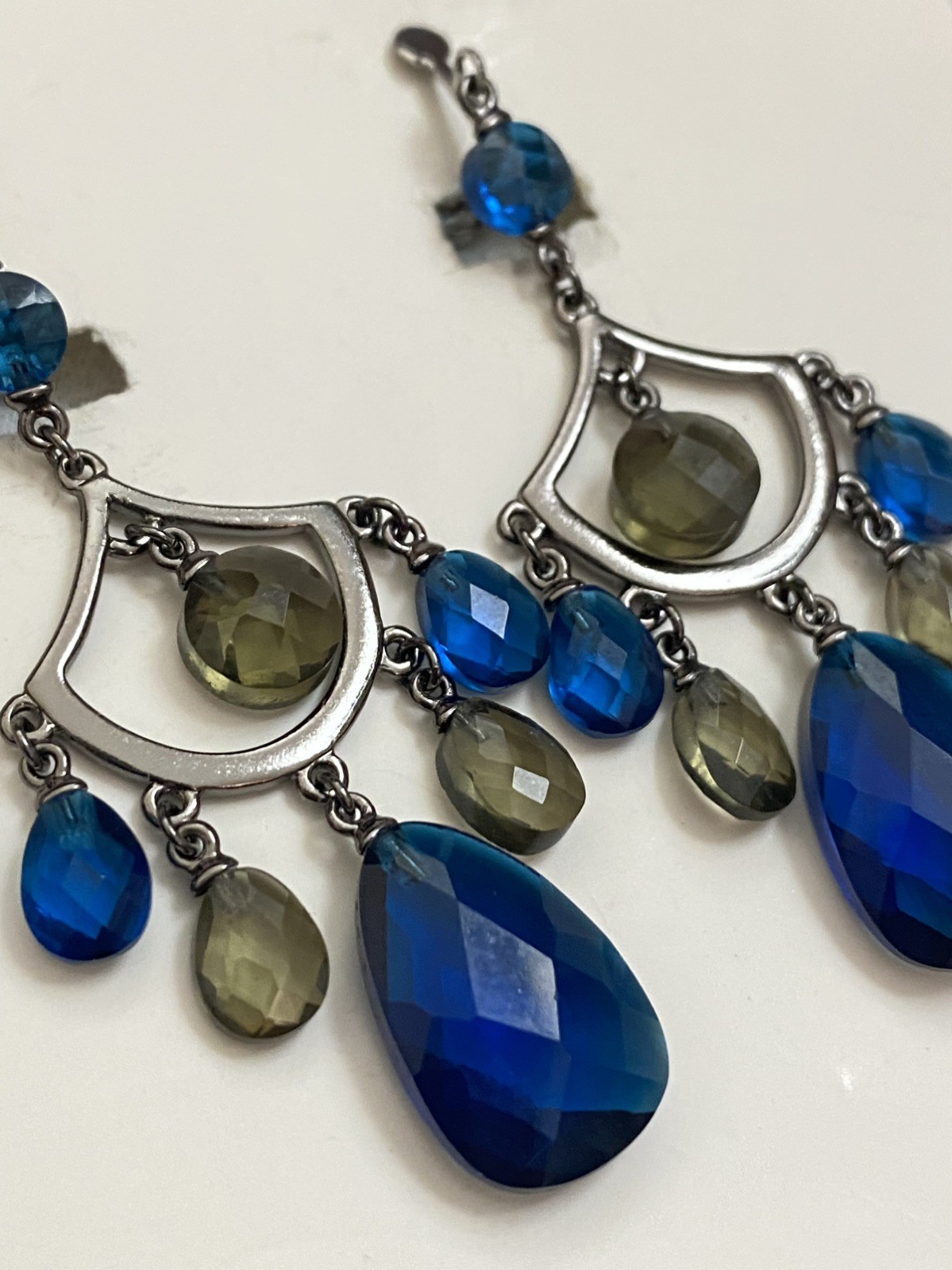 New Clip-On sparkle blue drop Earrings None Piercing Cuff