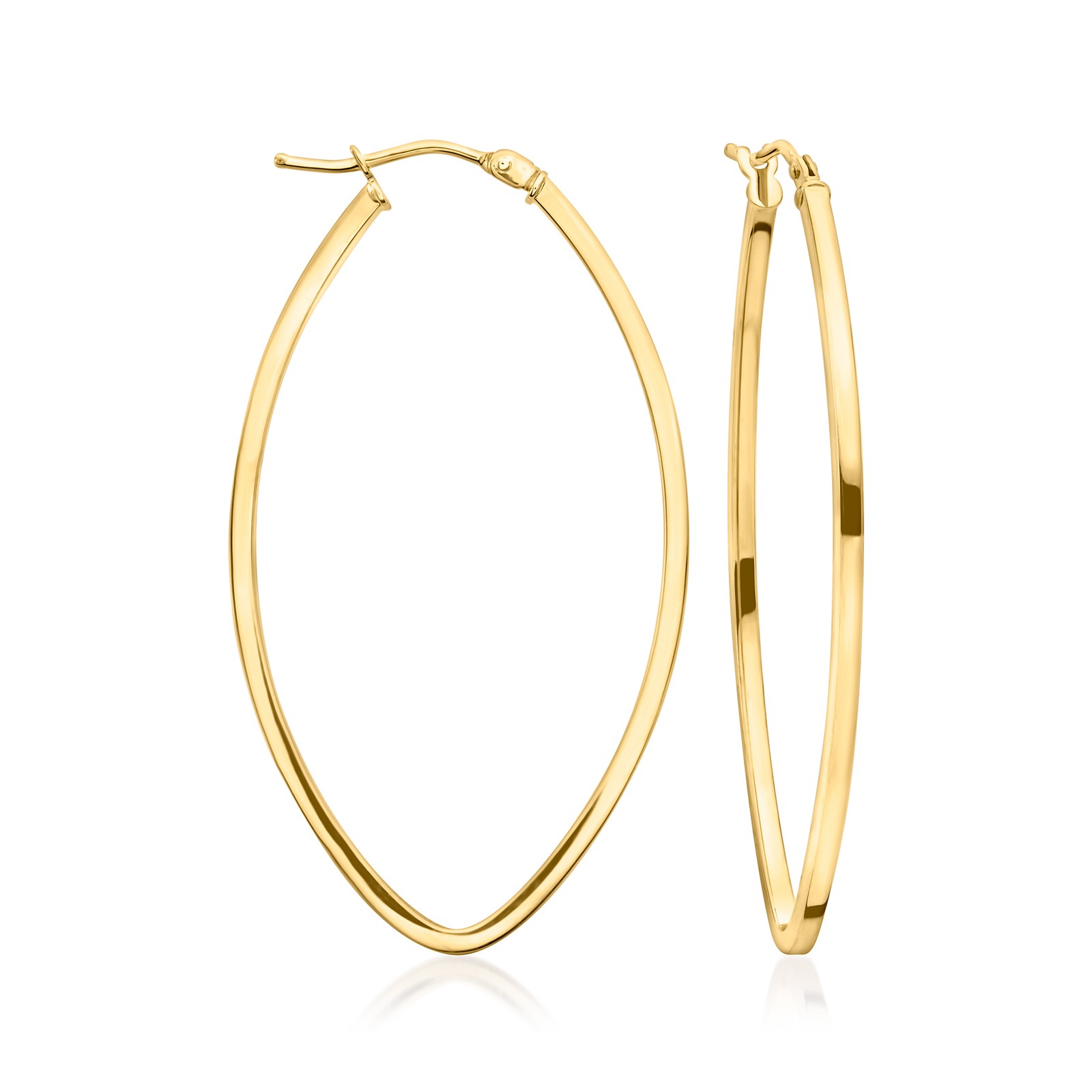 Ross-Simons Italian 14kt Yellow Gold Marquise-Shaped Hoop Earrings. 1 3/4 inches
