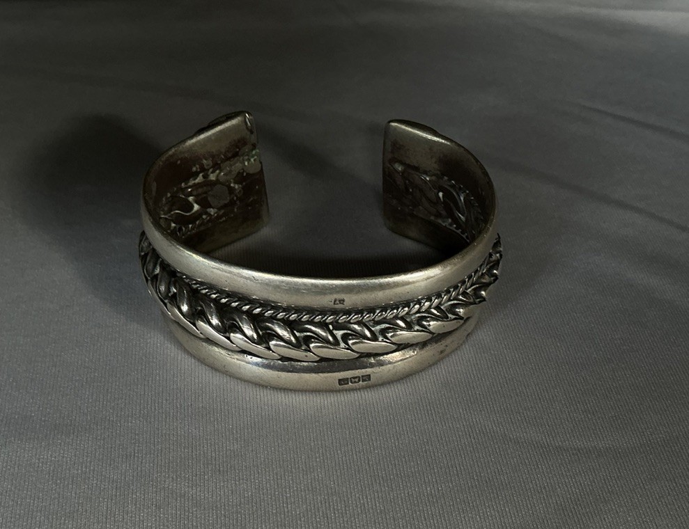 Massive 114g Vintage Egyptian .900 Silver Statement Cuff – Unique Hallmarks