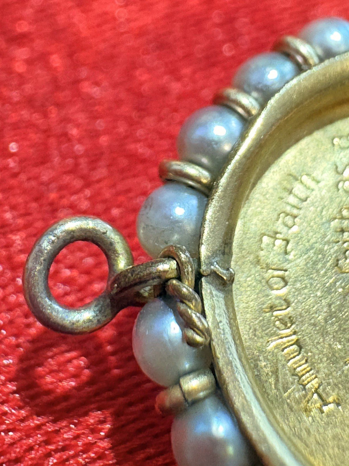 Vintage 12k yellow gold and pearl Mustard Seed Amulet of Faith Matthew 17:20