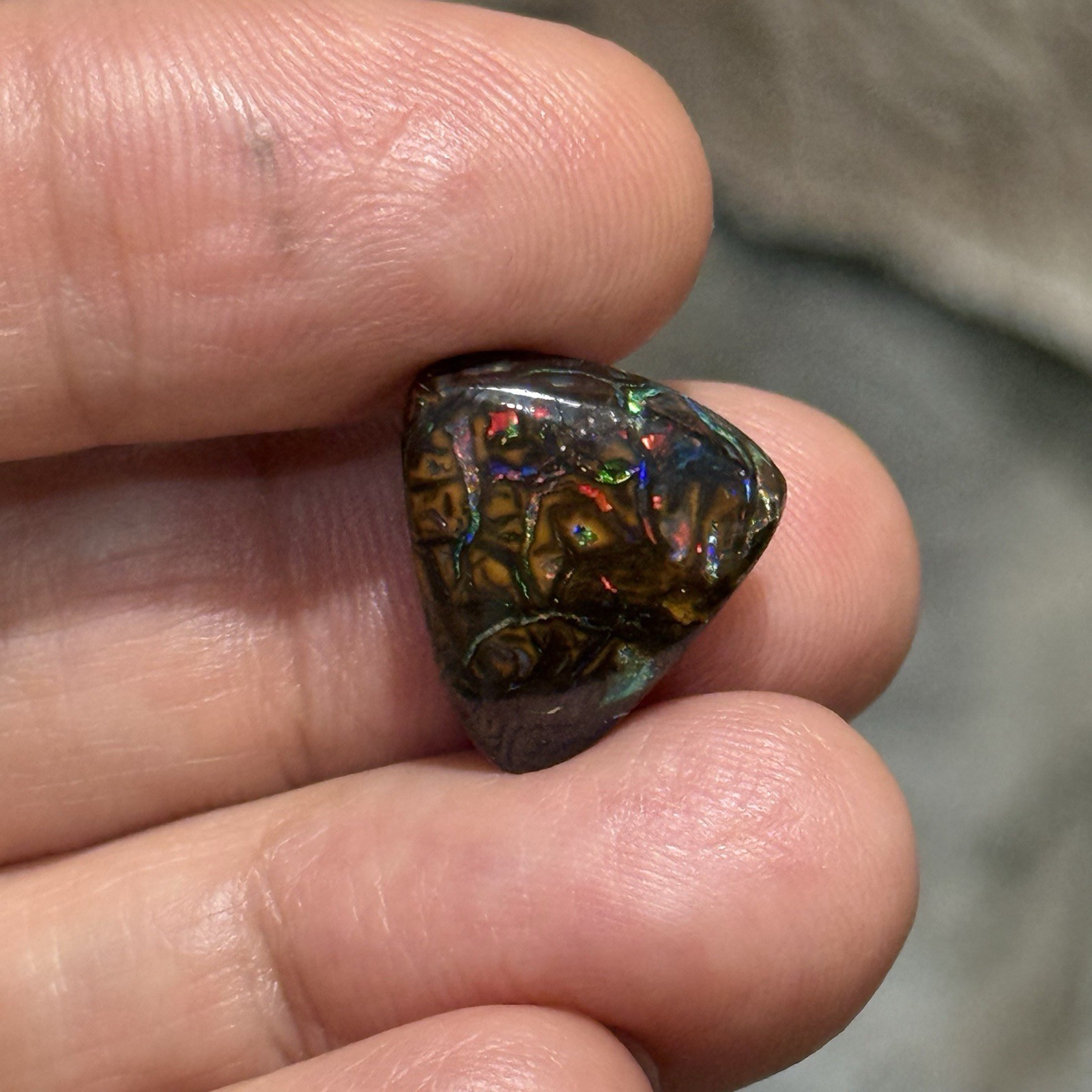 10.2ct 15.6×14.5×5.2mm Colorful Australian Koroit Boulder Opal Cabochon Gem