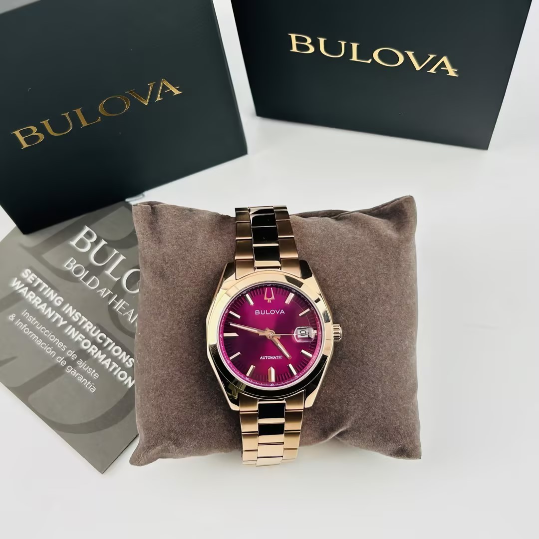 Bulova Classic 97B234 Purple Dial Rose Gold Men’s Watch Surveyor Automatic 39mm