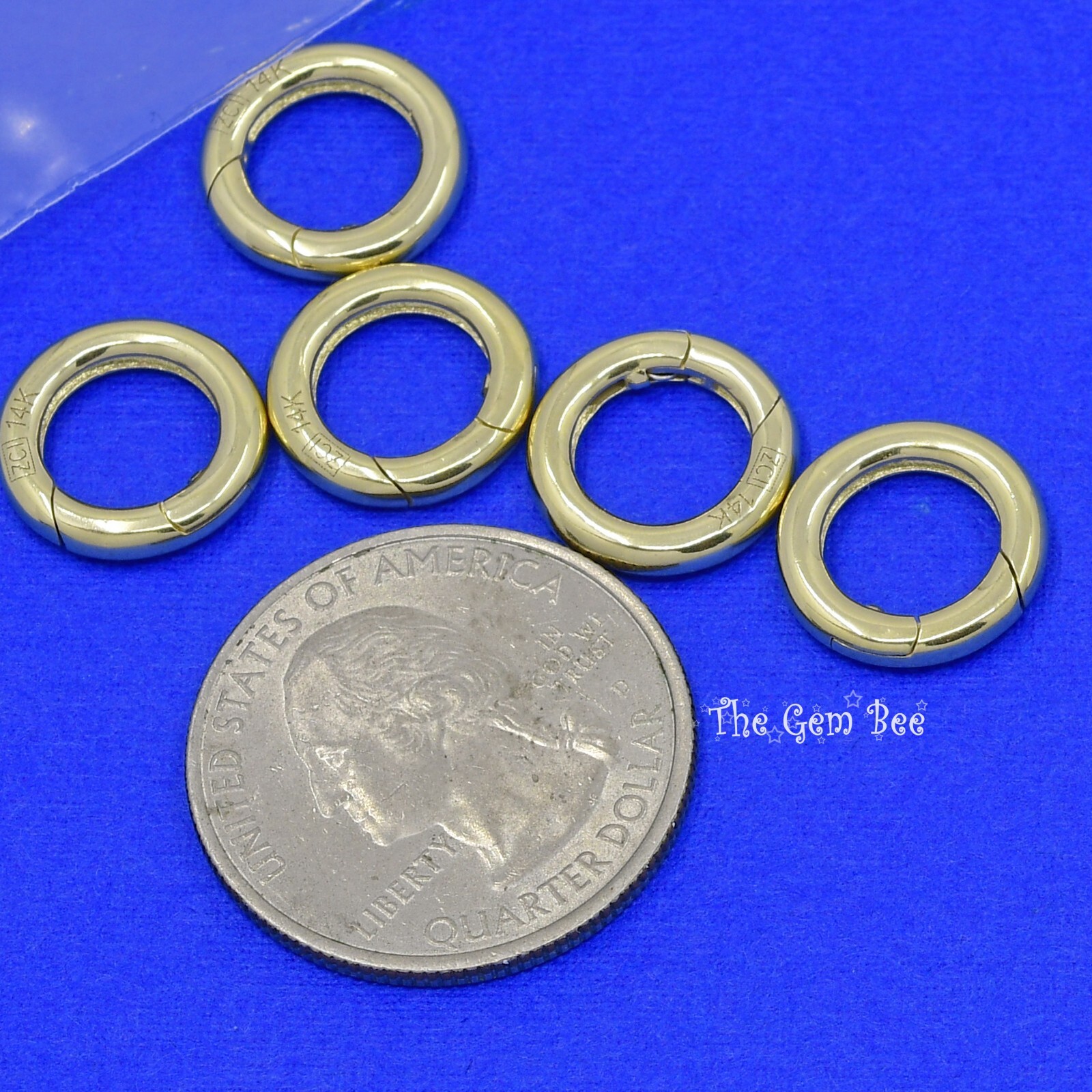 13mm 14k Solid Yellow Gold Large Round Enhancer Push Lock Connector Charm Holder