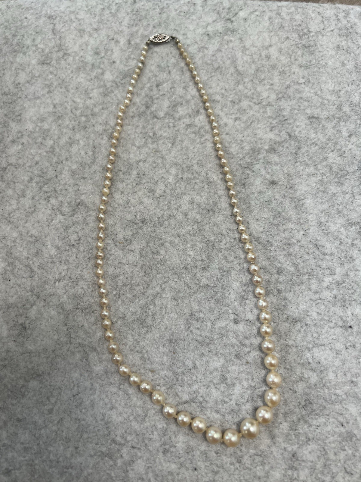 VTG 2.6~7.6mm Graduated Genuine Cultured Pearl Necklace 10k Gold Clasp 17”11.3g