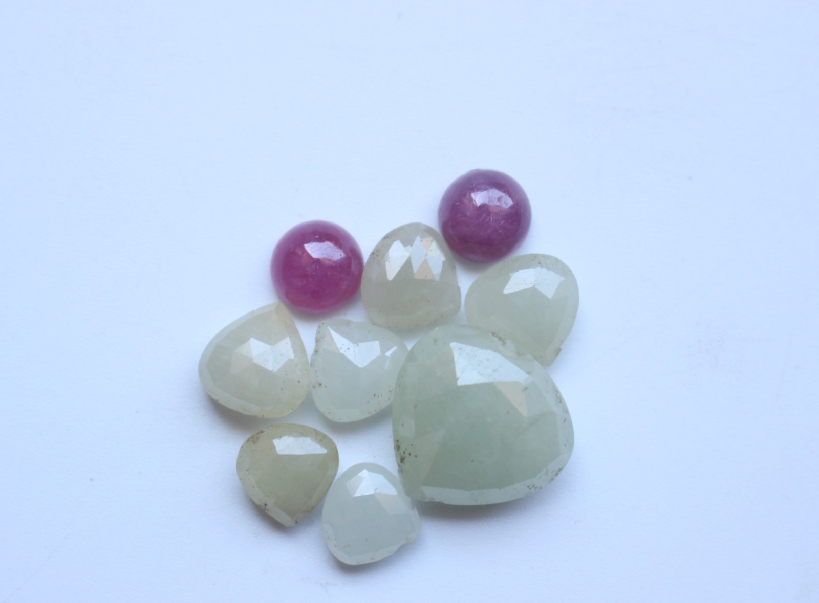 Ct.30.50 Natural Multi Sapphire & Ruby Rose Cut Faceted Cabochon Set Lot 7To13MM