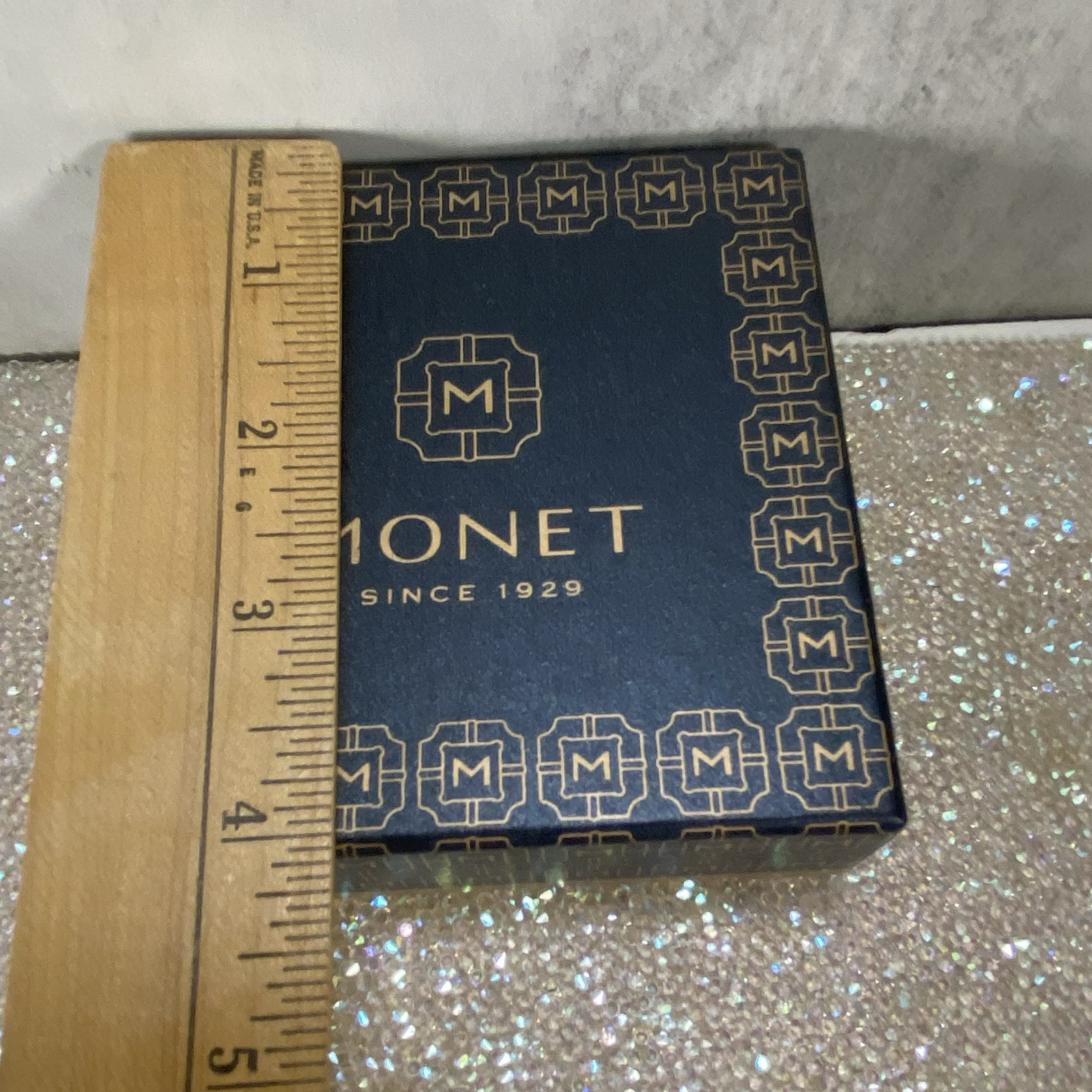 Monet Jewelry Gold Tone Crystal Necklace Earrings Gift Box Set NEW in Box