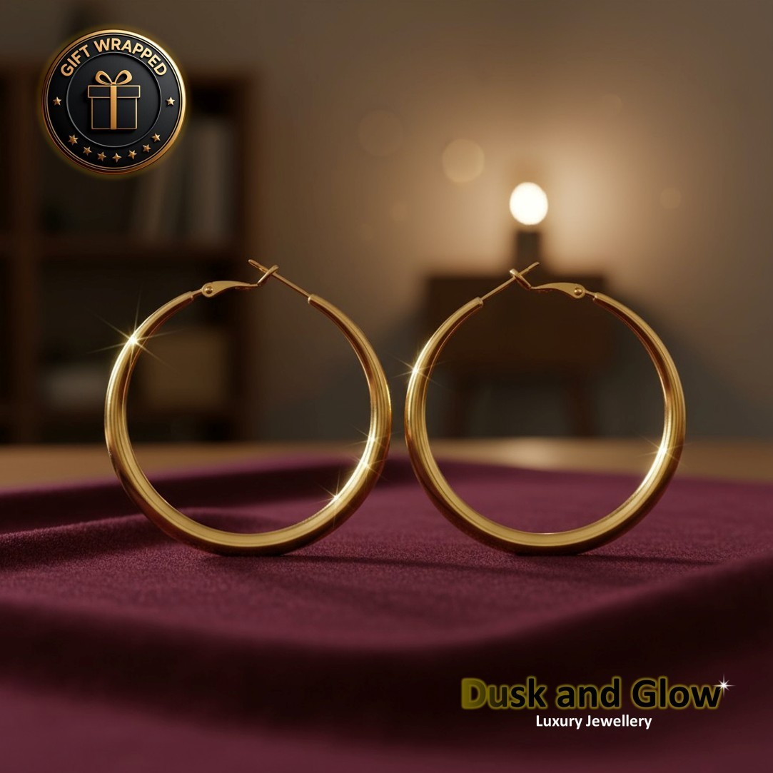 Women Large Size 5cm Gold Hoop Earrings Pair Ladies Girls Jewellery Gift NEW UK