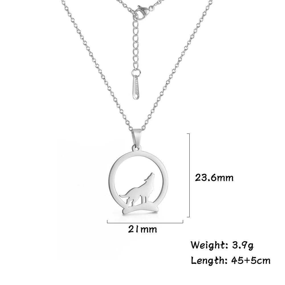 Stainless Steel Howling Wolf Amulet Pendant Silver – 45 + 5cm Chain