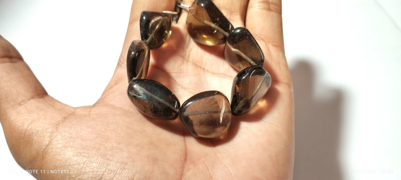 SMOKY QUARTZ NUGGET FREE SIZE SMOOTH TUMBLE JEWERY 7″INCH BRACELET