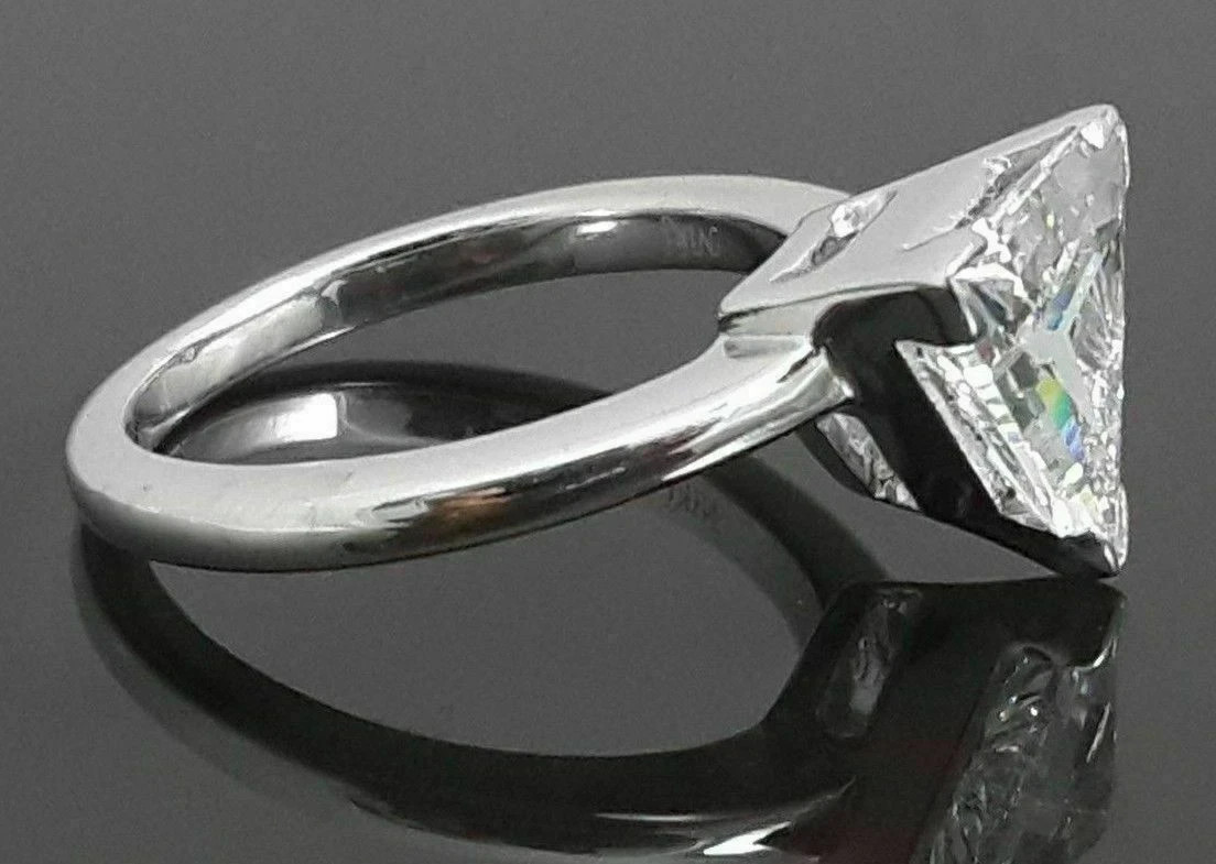 3Ct Trillion Moissanite Solitaire Engagement Ring 14K White Gold Plated
