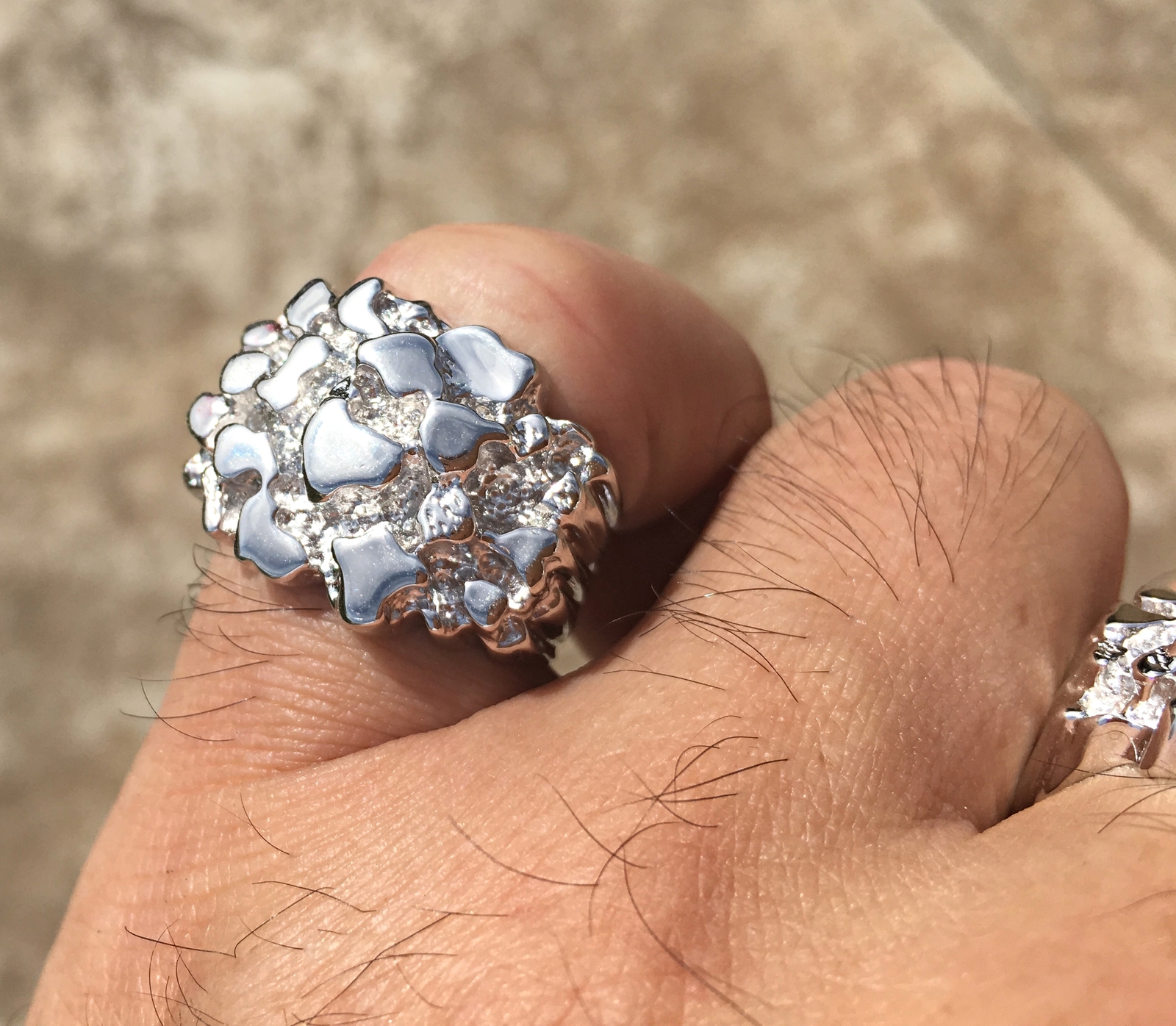 Men’s Solid 925 Sterling Silver Nugget Ring Brutalist Anillo De Plata Pinky 6-13