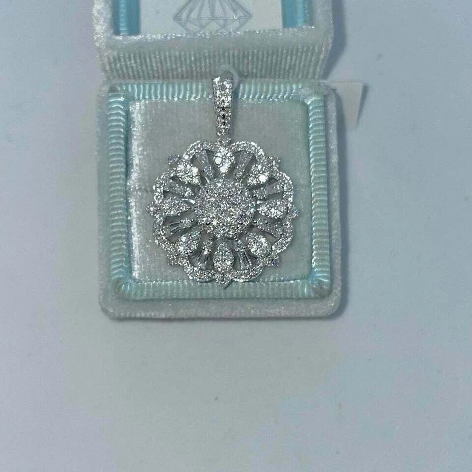 2Ct Pear Cut Lab Created Diamond Solitaire Pendant 14K White Gold Plated Silver