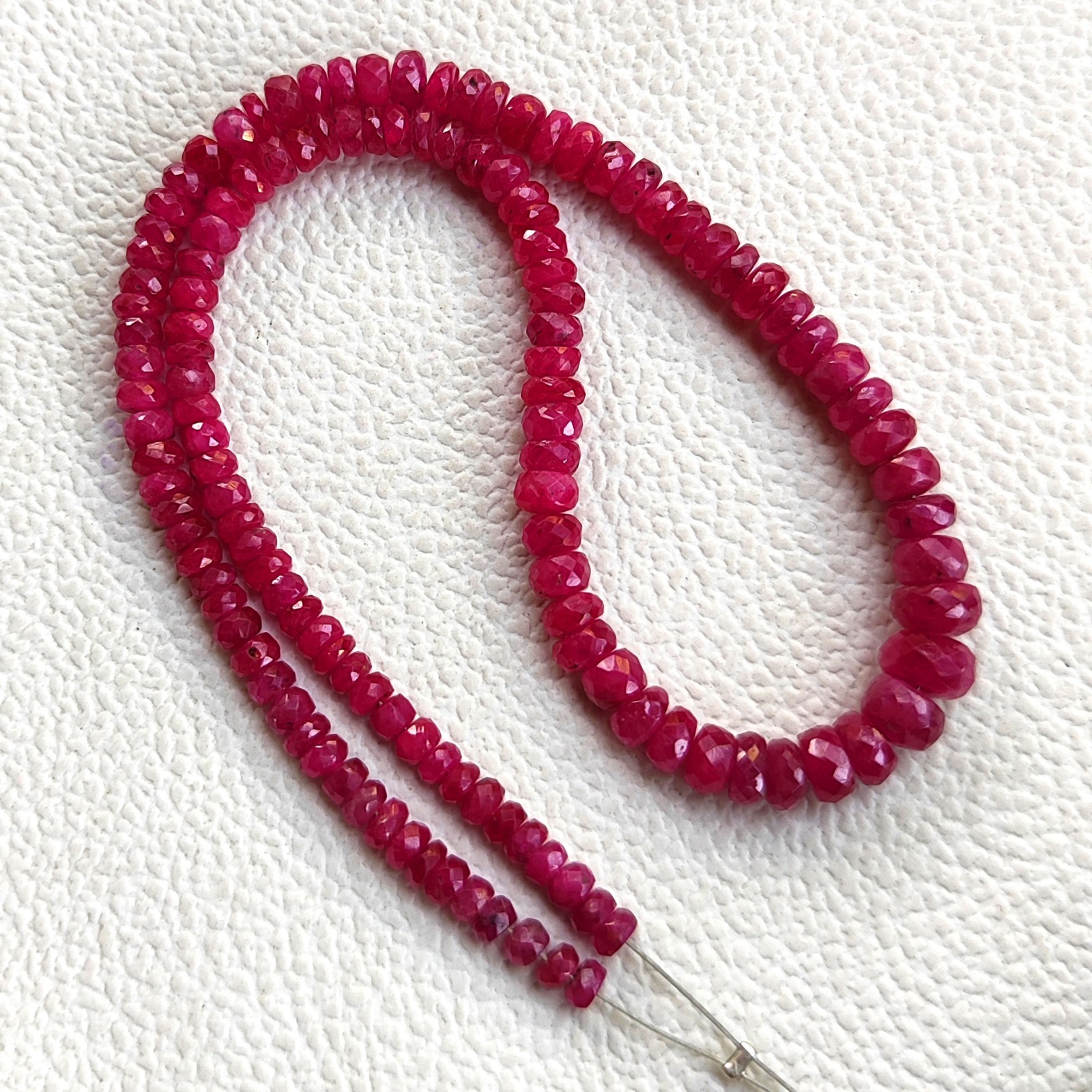 Myanmar Ruby 3.5-6mm Faceted Rondelle Cut Stone Beads 12” Strand Natural Gems