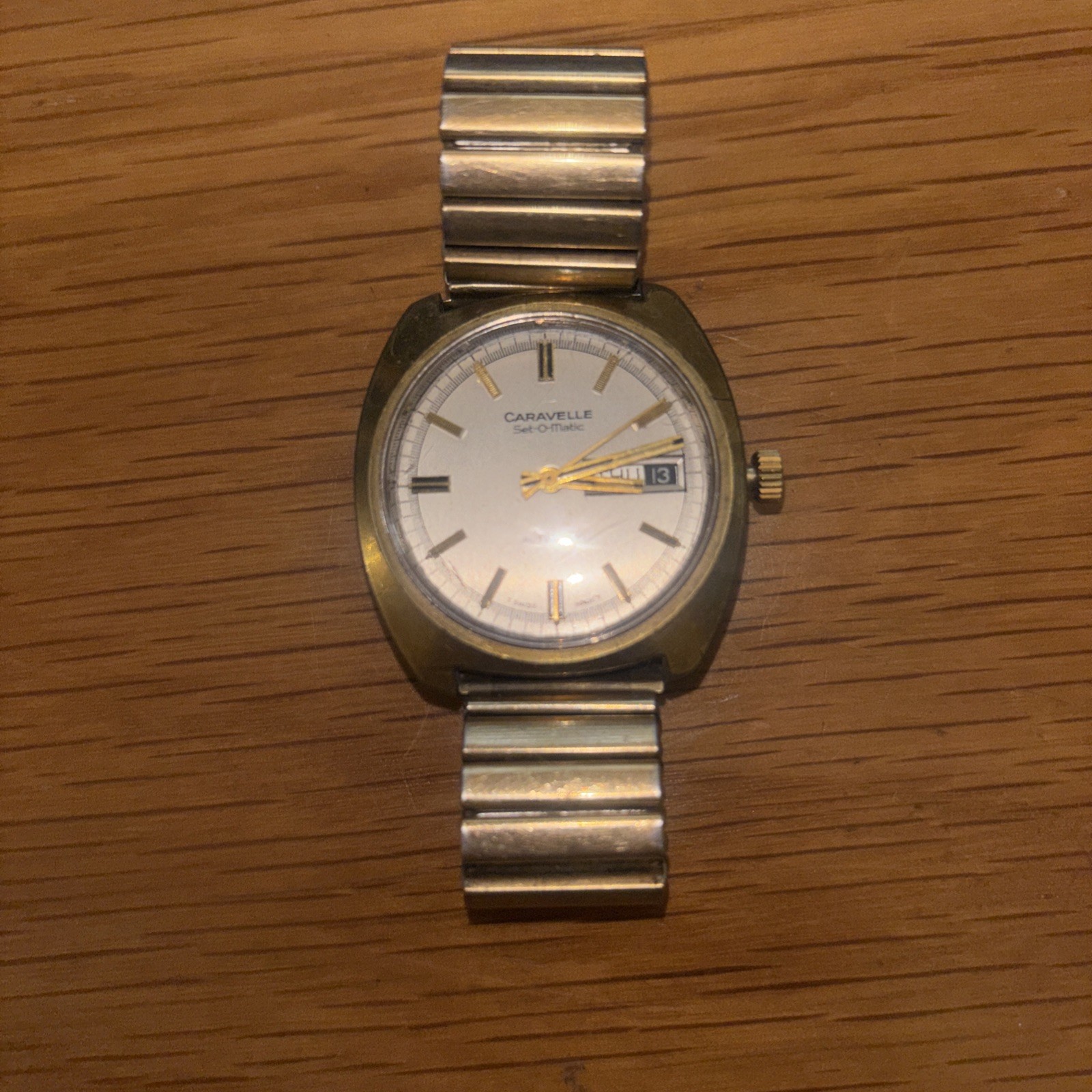 Gold tone Caravelle by Bulova Set-O-matic vintage and Swiss automatic movement