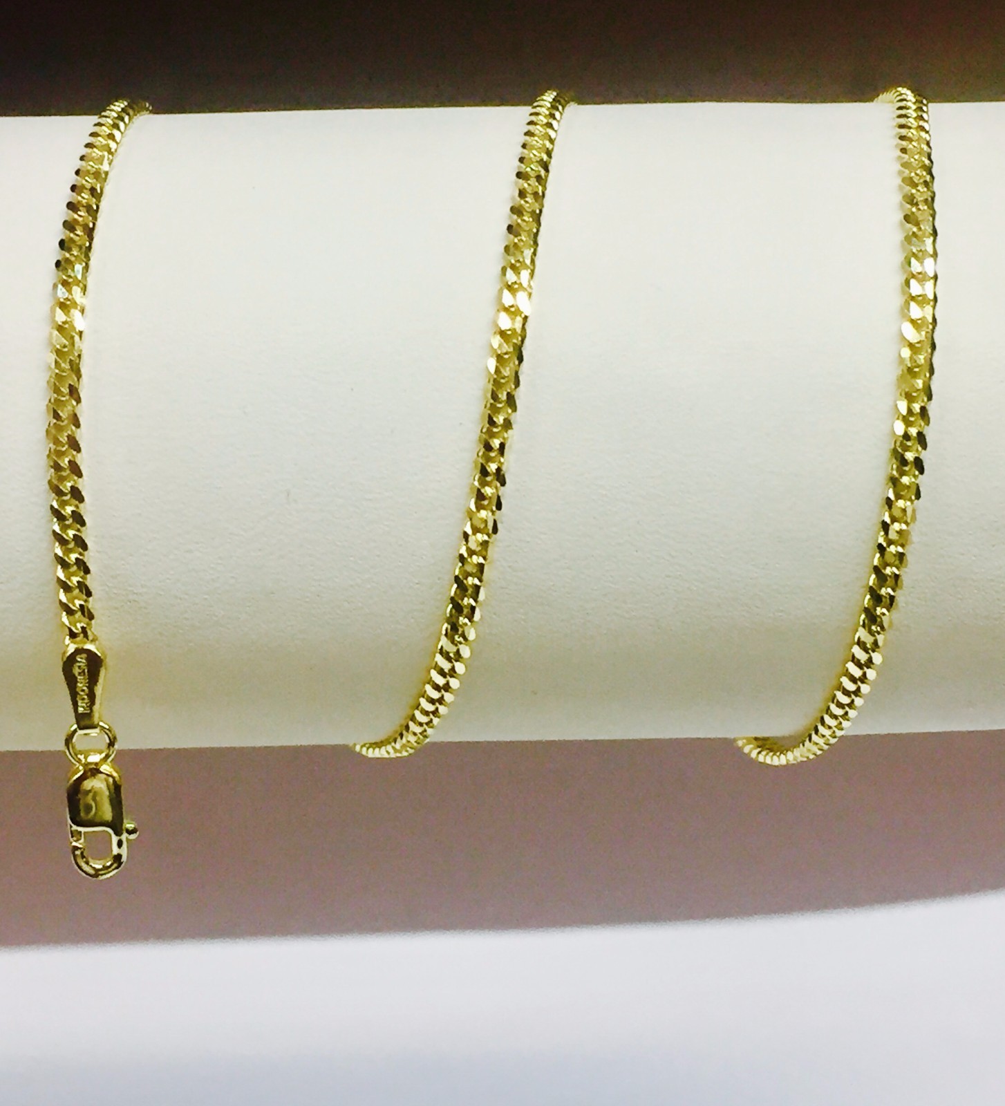14k Yellow Gold 16″ Solid Gourmette Curb Link 2mm 5.4 gram Pendant Chain Necklac