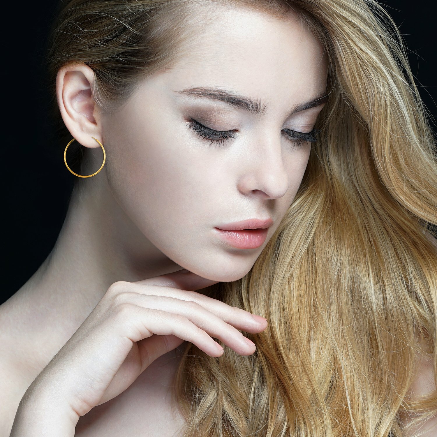 2pcs Women’s Polished Stainless Steel Big Hoop Dangle Drop Earrings Ear Studs