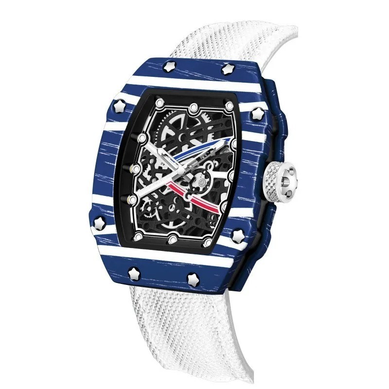 Ultra-Thin Wine Barrel Shaped Quartz Watch Nylon Strap Waterproof Casual Watch
