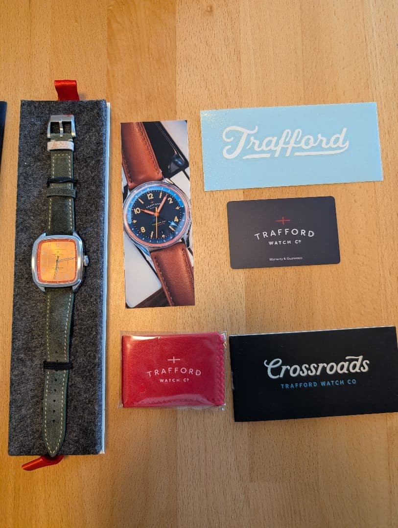 Trafford Crossroads Texas Peach Watch Green Leather Band Auto From Japan