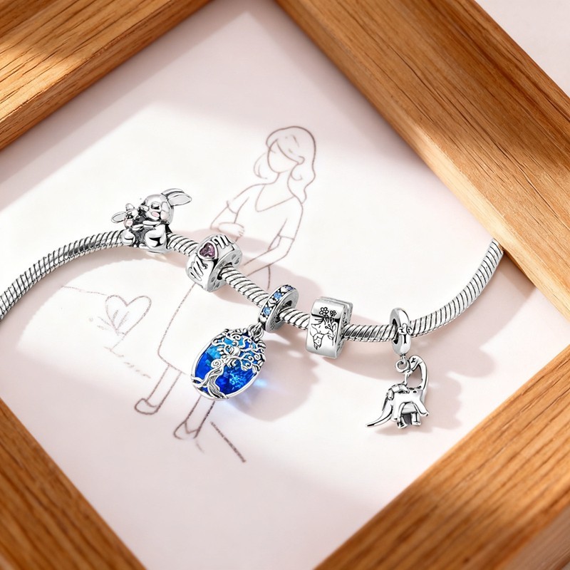 MULA Mother’s Day 925 Sterling Silver DIY Charm AAA CZ Heart fit Women Bracelet