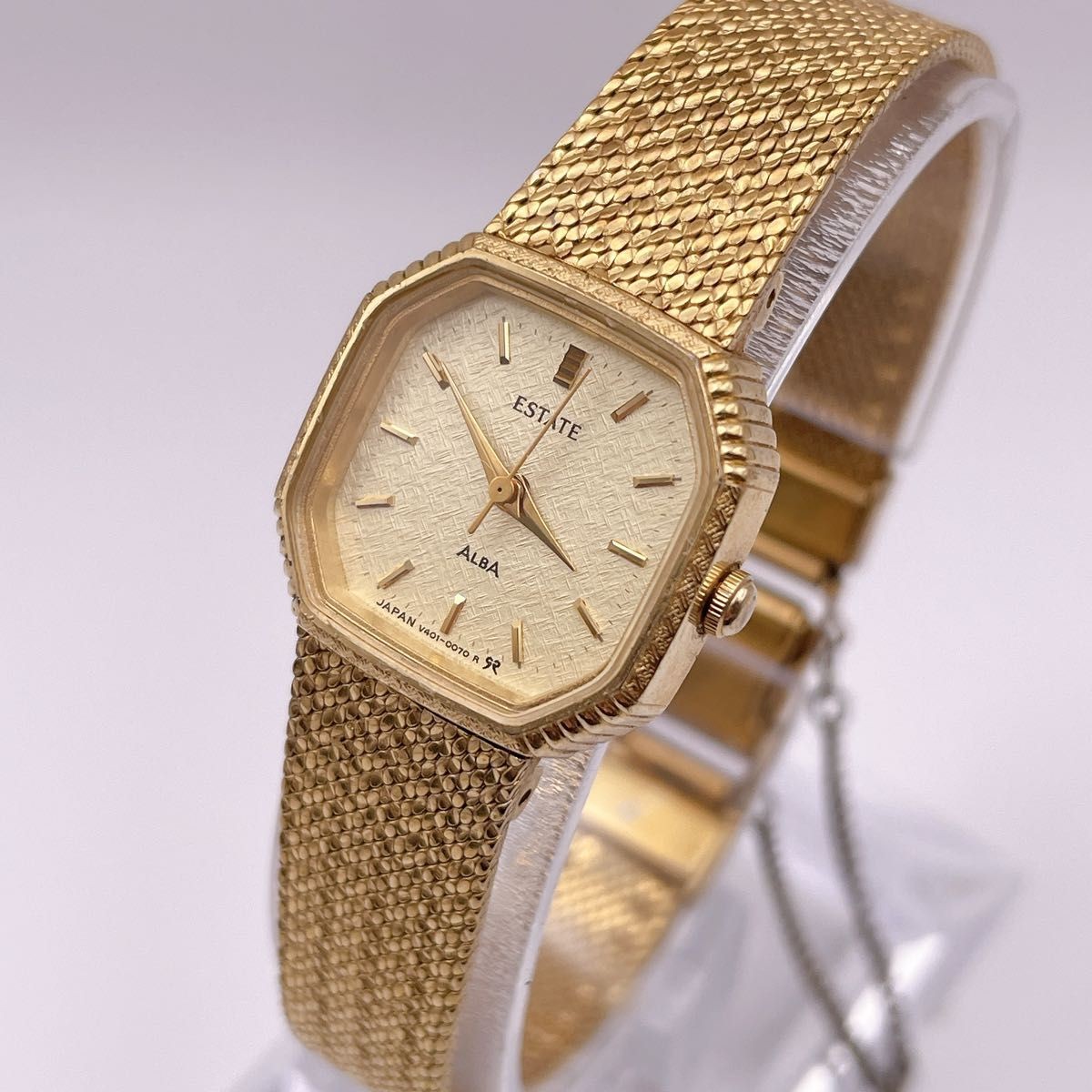 ALBA ESTATE V401-5040 Ladies Quartz Octagon Gold Watch From Japan
