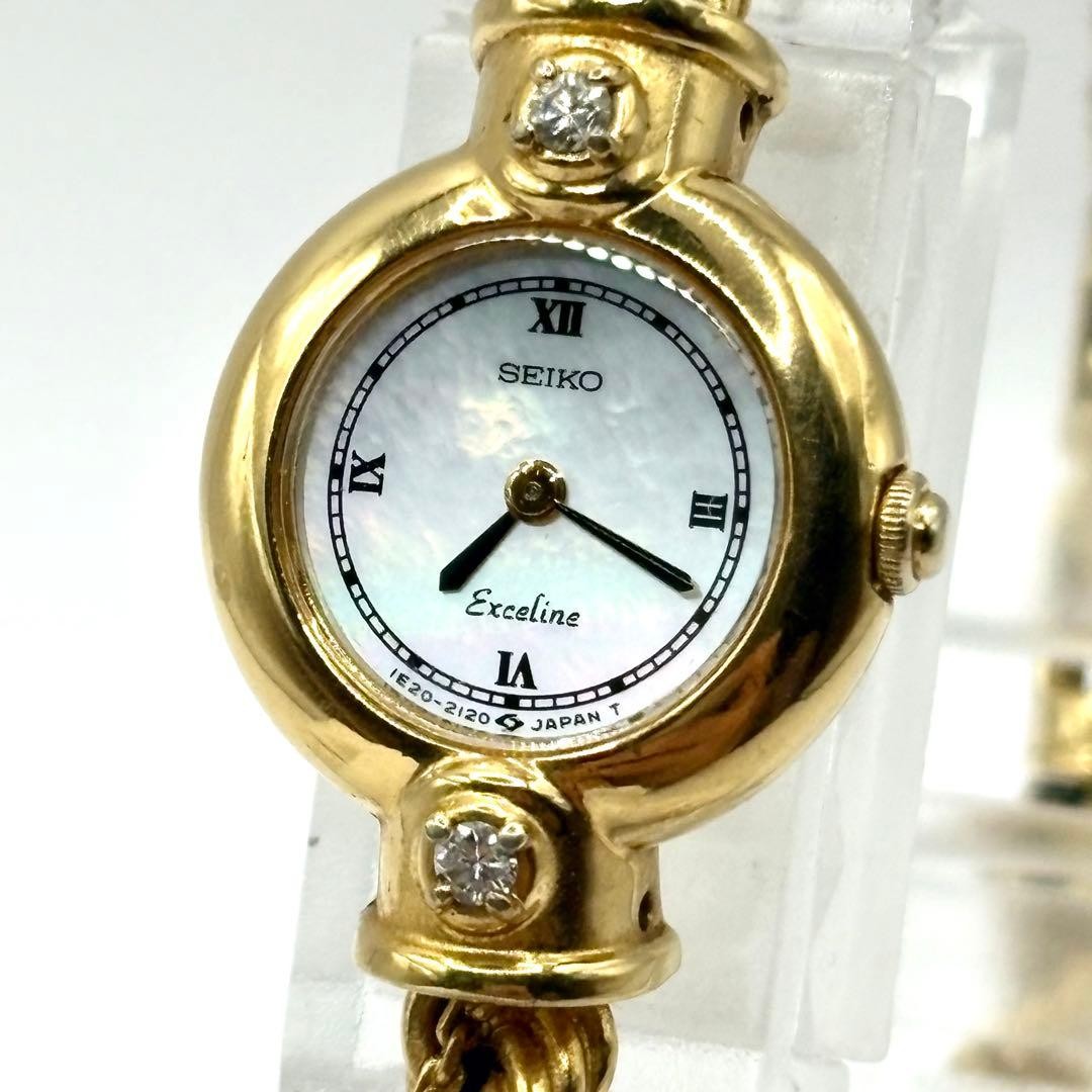 Exceline 1E20-0690 Quartz Wristwatch Mother of Pearl Dial Japan